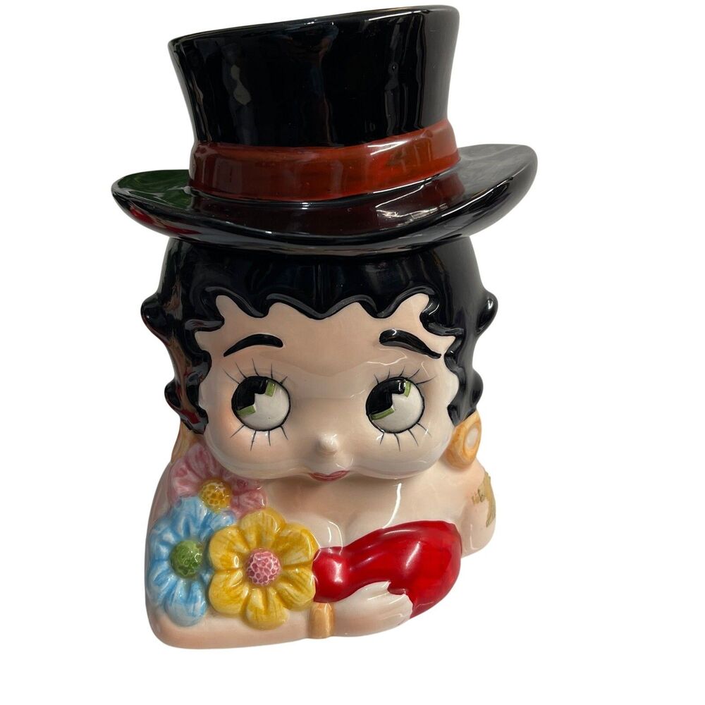 VTG Betty Boop Vandor 1988 Hand Painted Top Hat Cookie Jar, Retired Rare Find